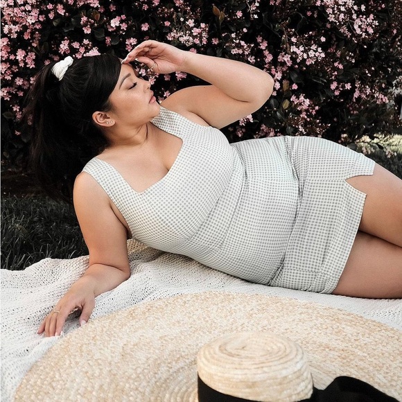 Lulus Dresses & Skirts - Lulus | Happy Chance Sage Green Gingham Square Neck Mini Dress